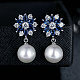 Platinum Plated Brass Flower Cubic Zirconia Stud Earrings(EJEW-FF0002-08A)-2