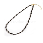 Colorful Natural Obsidian Rondelle Beaded Necklaces for Summer Beach Style, Golden, 16.54 inch(42cm)(CL7611-8)