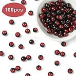 100Pcs Transparent Crackle Glass Bead Strands, Round, FireBrick, 7~7.5x8.2mm, Hole: 1.4mm(GLAA-YW0004-46B)