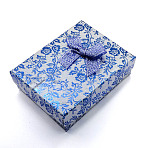Rectangle Cardboard Jewelry Set Boxes, with Bowknot Outside and Sponge Inside, for Necklaces and Pendants, Light Sky Blue, 93x72x29mm(CBOX-S012-06)