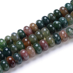 Natural Indian Agate Bead Strands, Rondelle, 8x5mm, Hole: 1mm, about 75pcs/strand, 14.9 inch(X-G-R408-5x8-16)