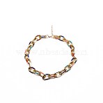 Colorful Aluminum Enamel Cable Chain Necklace for Women, Golden, 16.5 inch(42cm)(NJEW-TAC0001-006)