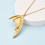 304 Stainless Steel Pendant Necklaces, Fishtail, Ion Plating(IP), Real 18K Gold Plated, 17.72~18.11 inch(45~46cm)(NJEW-T018-17G)