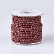 Braided Leather Cords, Round, Brown, 3mm, about 10yards/roll(WL-P002-10-A)
