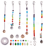 DIY Making, Glass Pendants/Beads and  Brass Findings, Mixed Color, 25x21mm, Hole: 2mm(DIY-SC0006-32)