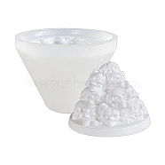 Halloween 3D Stacking Skull Cone DIY Candle Silicone Molds, for Scented Candle Making, White, 11x8.3cm(PW-WG98039-01)