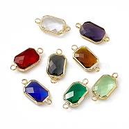 Transparent K9 Glass Connector Charms, with Light Gold Plated Brass Findings, Faceted, Rectangle Links, Mixed Color, 22x11x5mm, Hole: 2mm(GLAA-A005-02LG)