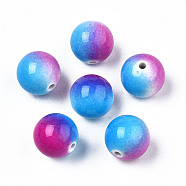 Spray Painted Acrylic Beads, Round, Medium Violet Red, 19x18.5mm, Hole: 3mm, about 110pcs/500g(X-MACR-S275-040)