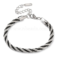 304 Stainless Steel Rope Chain Bracelets for Women, Black, Stainless Steel Color, 7-1/4 inch(18.5cm), 5mm(BJEW-G712-14A-PEB)