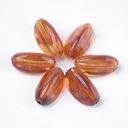 Acrylic Beads, Imitation Gemstone Style, Oval, Chocolate, 17x9x8.5mm, Hole: 1.6mm(X-OACR-S029-029)