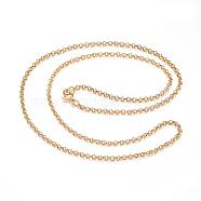 304 Stainless Steel Cable Chain Necklaces, with Lobster Claw Clasps, Golden, 19.6 inch(50cm), 2.2mm(NJEW-P170-02G-09)