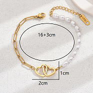 Stylish Stainless Steel Heart-shaped Bracelet with Imitation Pearl(FU4742)