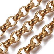 304 Stainless Steel Rolo Chains, Belcher Chains, Unwelded, Golden, 13x10x4mm(CHS-P007-02G)