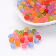 Transparent Frosted Acrylic Beads, Round, Mixed Color, 6mm, Hole: 1.8mm(X-PL723M)