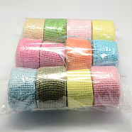 Paper Mesh Ribbon, DIY Paper Mat, Mixed Color, 32mm, about 4.92 yards(4.5m)/roll, 12rolls/bag(DIY-S003-10-3.2cm)