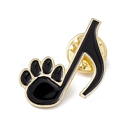 Cartoon Cat Enamel Pin, Light Gold Alloy Music Theme Brooch for Backpack Clothes, Musical Note Pattern, 25x24x2mm, Pin: 1.3mm(JEWB-A005-26-01)