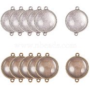 DIY Making, Tibetan Style Alloy Flat Round Cabochon Connector Settings and Clear Glass Cabochons, Antique Bronze & Antique Silver, Tray: 20mm, 29x23x2mm, Hole: 2mm, 24pcs/box, 19.5~20x5.5mm, 24pcs/box(DIY-PH0001-83)