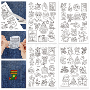 4 Sheets 11.6x8.2 Inch Stick and Stitch Embroidery Patterns, Non-woven Fabrics Water Soluble Embroidery Stabilizers, Christmas, Santa Claus, 297x210mmm(DIY-WH0455-008)