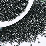 MIYUKI Delica Beads, Cylinder, Japanese Seed Beads, 11/0, (DB0613) Dyed Silver Lined Dark Gray, 1.3x1.6mm, Hole: 0.8mm, about 2000pcs/10g(X-SEED-J020-DB0613)