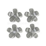 Translucent Epoxy Resin Glitter Powder Decoden Cabochons, Flower, Dark Gray, 10x10x2mm(CRES-S367-14B)