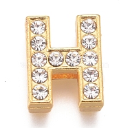 Alloy Slide Charms, with Crystal Rhinestone, Letter, Letter.H, H: 12x9.8x4.2mm, Hole: 2x8mm(PALLOY-WH0070-30H)