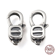 925 Thailand Sterling Silver Lobster Claw Clasps, Antique Silver, 11x5x3.5mm, Hole: 0.9mm(STER-D003-10AS)