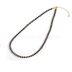 Colorful Natural Obsidian Rondelle Beaded Necklaces for Summer Beach Style, Golden, 16.54 inch(42cm)(CL7611-8)