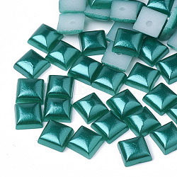 ABS Plastic Imitation Pearl Cabochons, Square, Sea Green, 6x6x3.5mm, about 5000pcs/bag(SACR-R748-6x6mm-Z55)