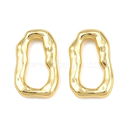 Brass Link Rings, Textured Oval Ring Shape, Rack Plating, Long-Lasting Plated, Lead Free & Cadmium Free, Real 18K Gold Plated, 16x10x3mm, inner size: 12x3.5mm(KK-CBA78C7-32B-G)