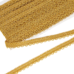 Polyester Braided Metallic Lace Trim, for Curtain, Clothes Decoration, Dark Goldenrod, 5/8 inch(15mm), about 20.00 Yards(18.29m)/Card(SRIB-WH0011-180A-01)