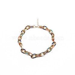 Colorful Aluminum Enamel Cable Chain Necklace for Women, Golden, 16.5 inch(42cm)(NJEW-TAC0001-006)