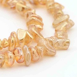 Natural Electroplated Quartz Crystal Beads Strands, Chips, Burgundy Plated, 5~11x4~7x2~5mm, Hole: 1mm, 15 inch(G-F207-01)