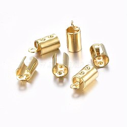 304 Stainless Steel Folding Crimp Ends, Fold Over Crimp Cord Ends, Real 18K Gold Plated, 11x5.5x4.5mm, Hole: 1.2mm, Inner Diameter: 4x4.5mm(STAS-F174-35G-B)