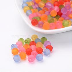 Transparent Frosted Acrylic Beads, Round, Mixed Color, 6mm, Hole: 1.8mm(X-PL723M)