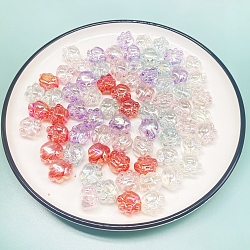 Cute Transparent Acrylic Beads, AB Color Plated, Cat Paw Print, Mixed Color, 16x18.5mm, Hole: 4mm(ZODI-PW0001-088)