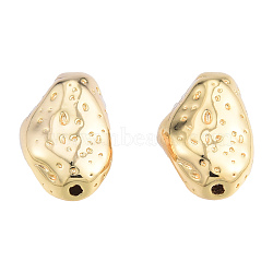 Brass Beads, Nickel Free, Nuggets, Real 18K Gold Plated, 14x9.5x7.5mm, Hole: 1mm(KK-N231-409)