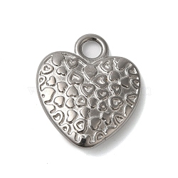 Non-Tarnish 304 Stainless Steel Pendants, Heart Charms, Stainless Steel Color, 20x16.5x4.5mm, Hole: 2mm(STAS-N103-56P)