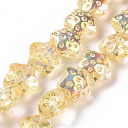 Transparent Electroplate Glass Beads Strands, Rainbow Plated, Star, Gold, 15x15x9mm, Hole: 1.2mm, about 45pcs/strand, 23.62 inch(60cm)(GLAA-C025-01B)