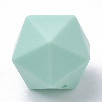 Food Grade Eco-Friendly Silicone Beads, Chewing Beads For Teethers, DIY Nursing Necklaces Making, Icosahedron, Aquamarine, 16.5x16.5x16.5mm, Hole: 2mm