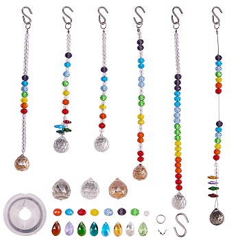 DIY Making, Glass Pendants/Beads and  Brass Findings, Mixed Color, 25x21mm, Hole: 2mm