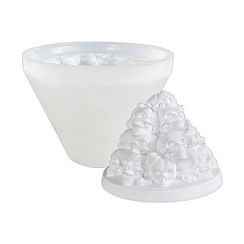 Halloween 3D Stacking Skull Cone DIY Candle Silicone Molds, for Scented Candle Making, White, 11x8.3cm