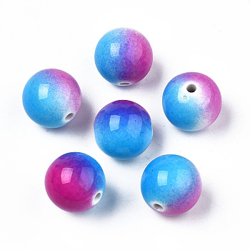 Spray Painted Acrylic Beads, Round, Medium Violet Red, 19x18.5mm, Hole: 3mm, about 110pcs/500g