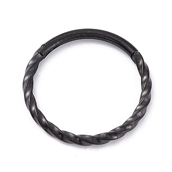 Twisted Ring Hoop Earrings for Girl Women, Chunky 304 Stainless Steel Earrings, Gunmetal, 14.7x1.2mm, 16 Gauge(1.3mm)