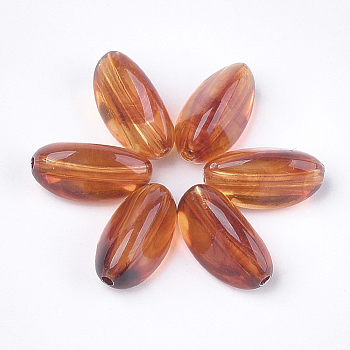 Acrylic Beads, Imitation Gemstone Style, Oval, Chocolate, 17x9x8.5mm, Hole: 1.6mm