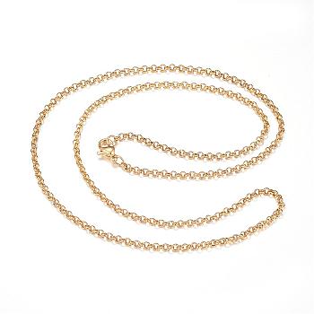 304 Stainless Steel Cable Chain Necklaces, with Lobster Claw Clasps, Golden, 19.6 inch(50cm), 2.2mm