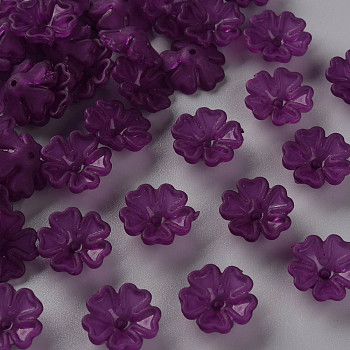 Transparent Frosted Acrylic Bead Caps, 5-Petal, Flower, Dark Orchid, 16.5x6mm, Hole: 1.6mm, about 959pcs/500g
