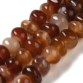 Natural Red Agate Beads Strands, Dyed & Heated, Nuggets, Tumbled Stone, 9~13x8.5~9x3.5~9mm, Hole: 0.9mm, about 59~68pcs/strand, 15.79~15.98''(40.1~40.6cm)