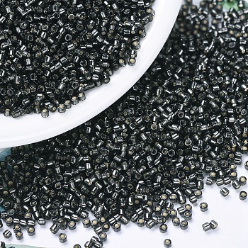 MIYUKI Delica Beads, Cylinder, Japanese Seed Beads, 11/0, (DB0613) Dyed Silver Lined Dark Gray, 1.3x1.6mm, Hole: 0.8mm, about 2000pcs/10g