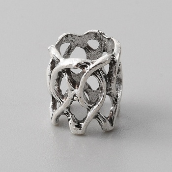 Alloy European Beads, Large Hole Beads, Column, Antique Silver, 12x11mm, Hole: 8.4mm