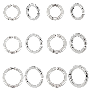 Unicraftale 12Pcs 6 Size 304 Stainless Steel Cuff Earrings, Ring Shape Hypoallergenic Earrings for Women, Stainless Steel Color, 16~19x2.5~3mm, 2pcs/style